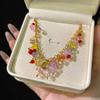[Color Beads Shining Neck] Sweet Summer Flower Pendant Necklace Clavicle Chain Holiday Style Unique Niche Necklace Accessories