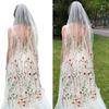 Eleganti Veli in Tulle Floreale per Sposa 57 pollici Ricamo Accessorio Nuziale Veli con Pettine Metallico per Occasioni Speciali