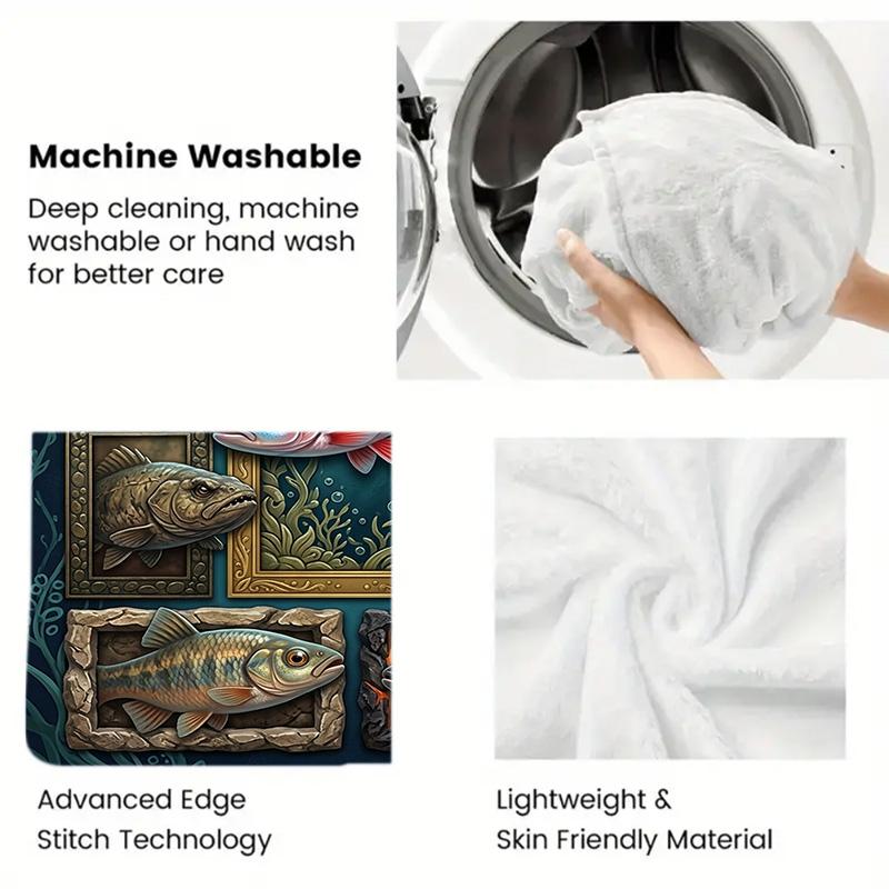 Fish Gallery 2D Flat Pattern Flannel Blanket, High Quality All Seasons, Home Decor, Warmth and Comfort, Perfect for Christmas Gifts.