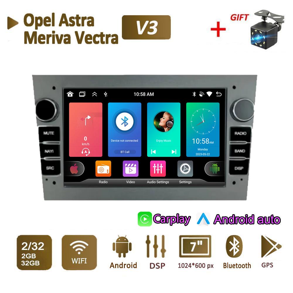 

Автомобильный радиоприемник, мультимедийный плеер для Opel Vauxhall Astra Antara Meriva Vivaro Combo Signum Vectra Corsa 2 Din Android Carplay GPS Авторадио 2 + 32 ГБ 2+32GB серый
