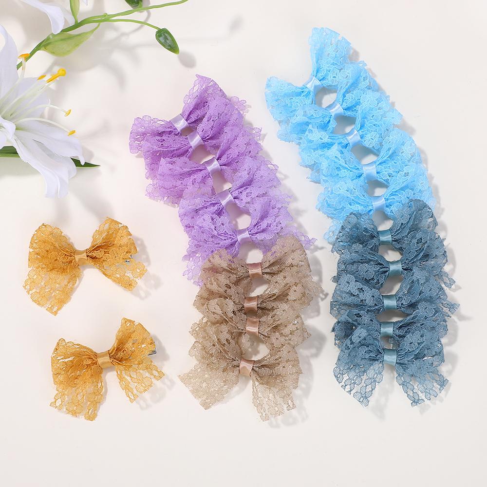 40pcs/set Lace Lolita Bow Hairpin for Baby Girls New Sweet Random Color  Girls Cloth Hair Clips Hair Accessories Baby Barrette