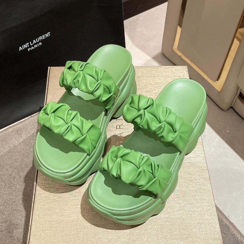 2024 Nové letní módní dámské pantofle na klínu, venkovní sandály s hrubým podpatkem, plážové ležérní pantofle pro ženy, boty pro ženy