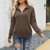 Autumn and winter women's fashion striped color blocking knit sweater long sleeve zipper lapel sweater