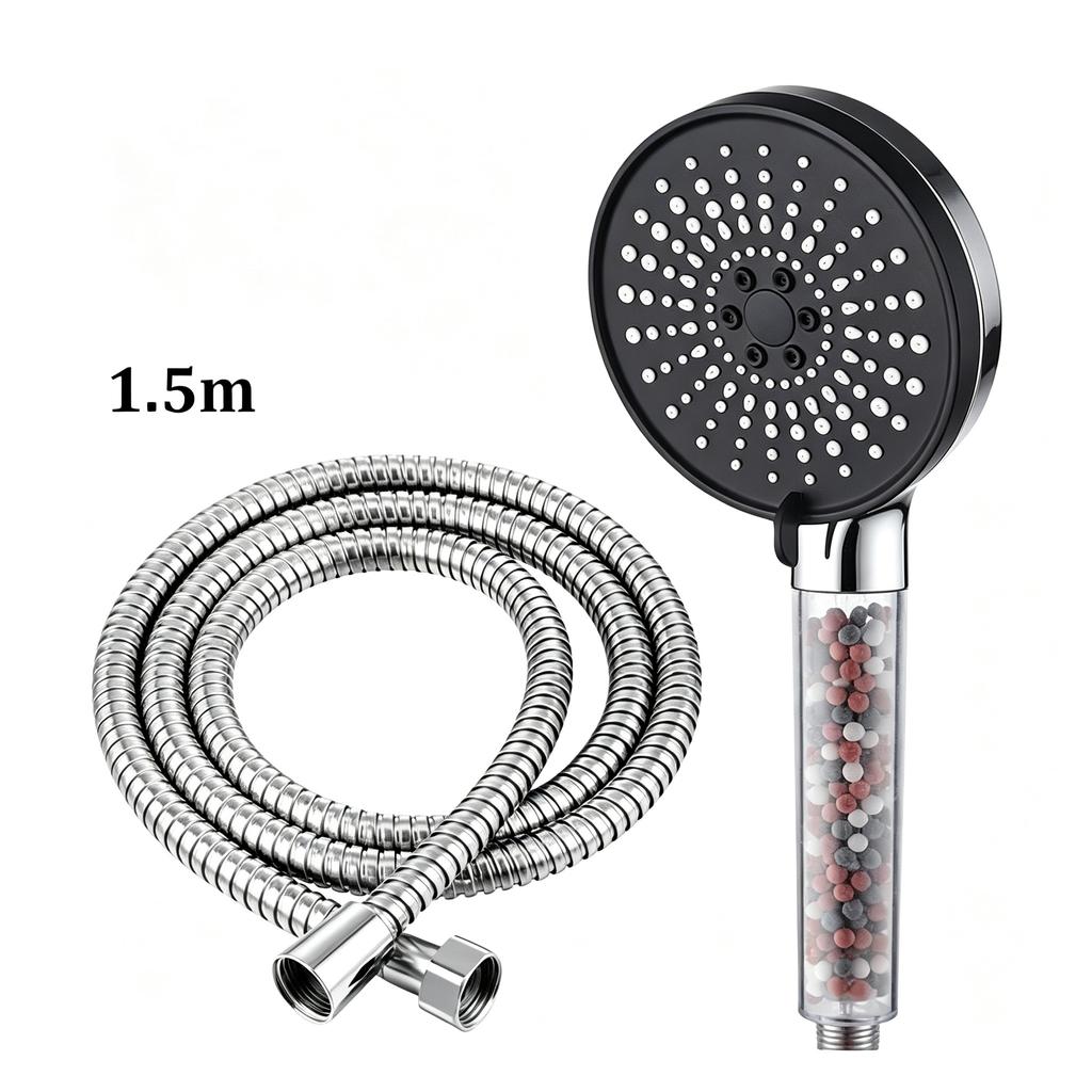 Handheld Shower Head Complete Kit with Mineral Bead Water Purifier Multi Spray Modes No Tools Needed for Softening Hard Water