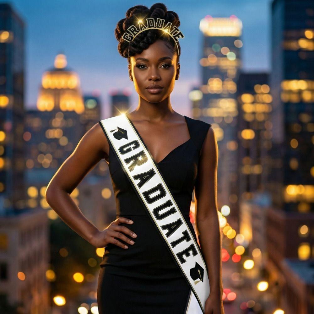 Congrats Grad Graduation Sash Kit Class of 2026 Hair Hoop Graduate Sash Belts Headdress Graduation Theme Etiquette Belt