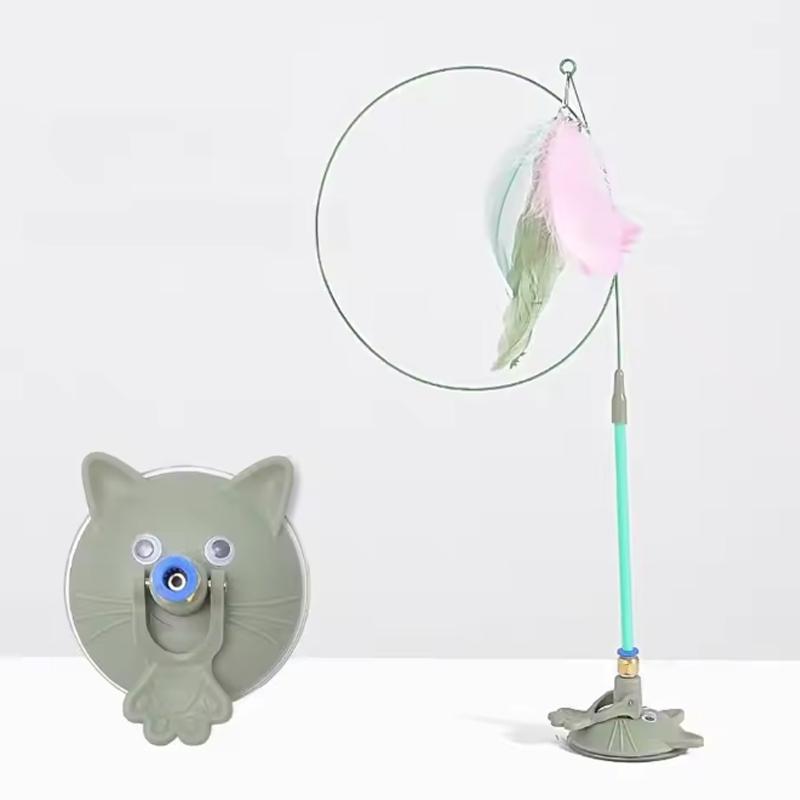 Pet Toy Teasing Cat Stick Feathers Wand With Bell Interactive Toys Kitten Playing Suction Cup Toy Play With Cat Pet Accesorios