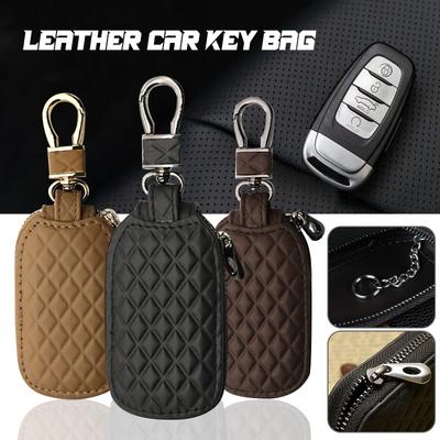 Yeni Deri Araba Anahtarı Kılıfı Volkswagen Toyota Honda Kia Elmas Izgara Anahtarlık Çantası Evrensel Cüzdan Anahtarlık Unisex İçin Uygun