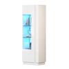 Armadio 60*40*180cm, Vetrina con Porta in Acrilico, Armadio di Stoccaggio Lucido con Illuminazione LED, 3 Ripiani in Vetro, Bianco