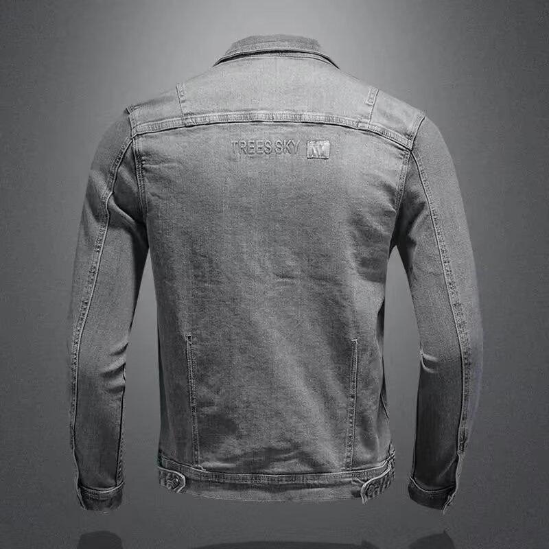 Men's Classic Denim Baseball Jacket: Youthful, Stylish Autumn Outerwear with Lapel