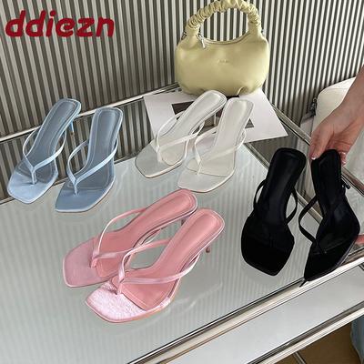 Moda Duży Rozmiar 43 Moda Płytkie Damskie Wysokie Obcasy Sandały Czółenka Buty Damskie Klapki Eleganckie Damskie Sandały na Obcasie Japonki Buty