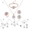 4Pcs/Set Necklace Earrings Ring Bracelet Hollow Out Heart Pendant Jewelry Korean Style Simple Jewelry Set for Daily Wear