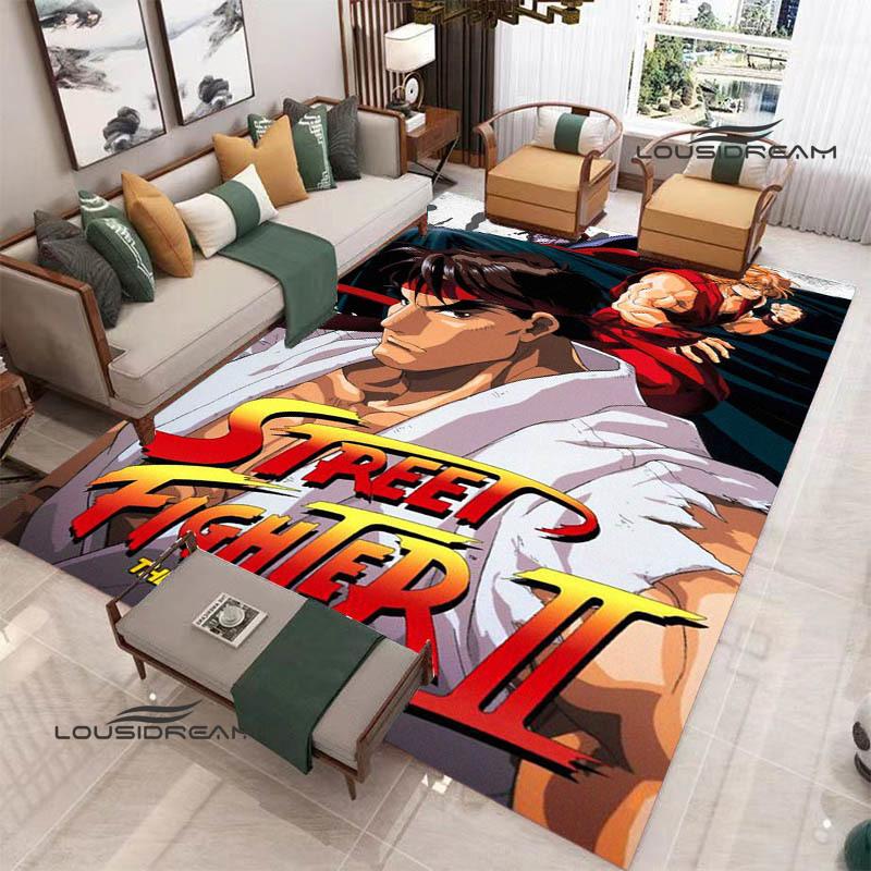 Klassisches Spiel Street Fighter Bedruckter Teppich Wohnzimmer Schlafzimmer Teppich Rutschfeste Fußmatte Foto-Requisiten Geburtstagsgeschenk