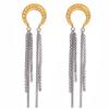 Modern Twist Moon Earrings With Tassels Details Silver Gold Tone Stainless Steel Elegant Everyday Accessories