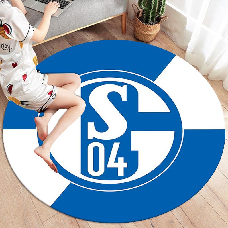 FC Schalke 04 Round Area Rug,Carpet Rug for Living Room Bedroom Sofa Playroom Decor,Non-slip Floor Mat