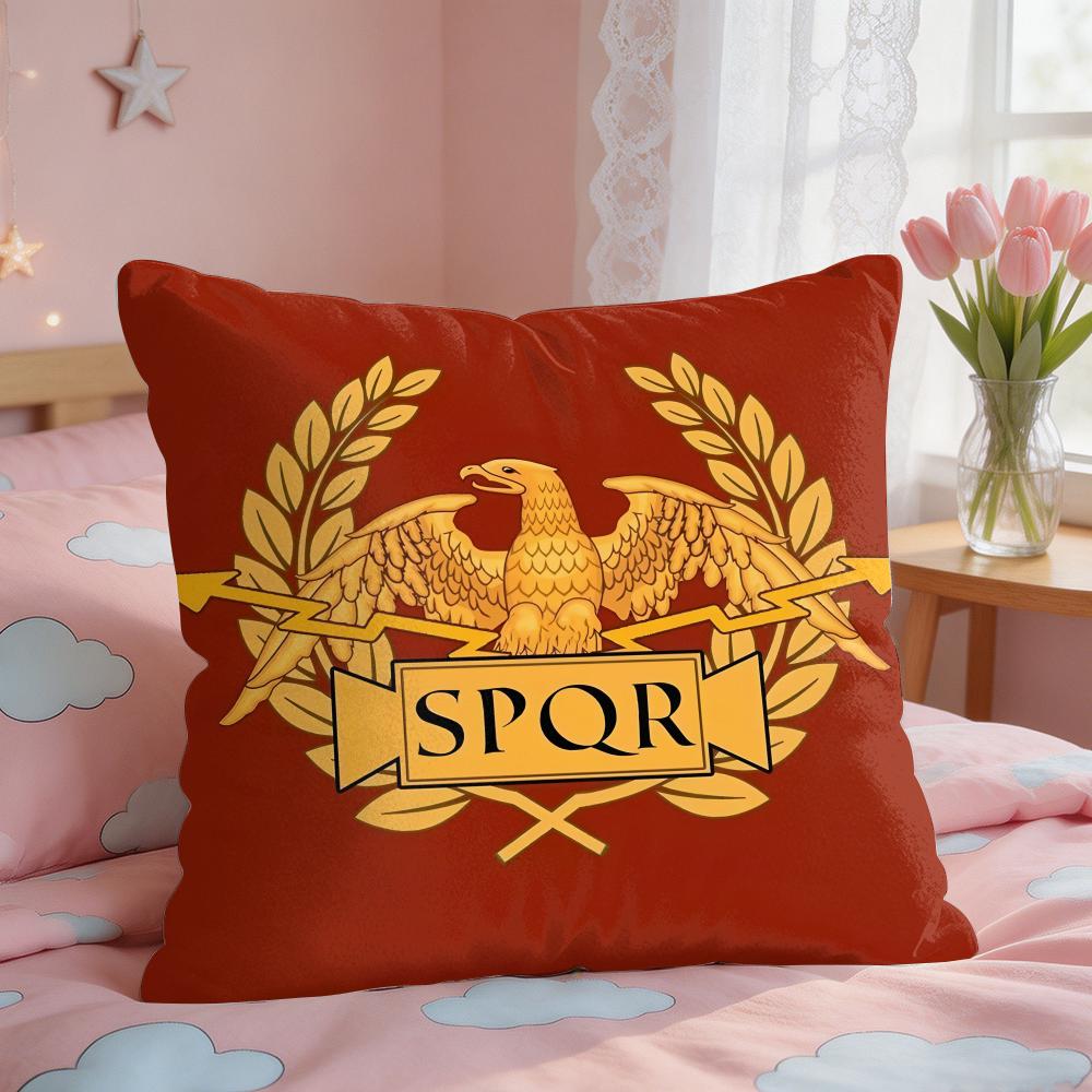 Gold Imperial Eagle Rome SPQR Cushion Cover Square Short Plush Pillow Case Living Room Sofa Home Decor Funda X