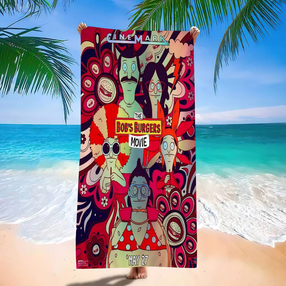 Cartoon B-Bobs B-Burgers Bath Towel Microfiber Soft Water Absorbing Breathable For Girl Kids Decorative Cartoon Beach Towel