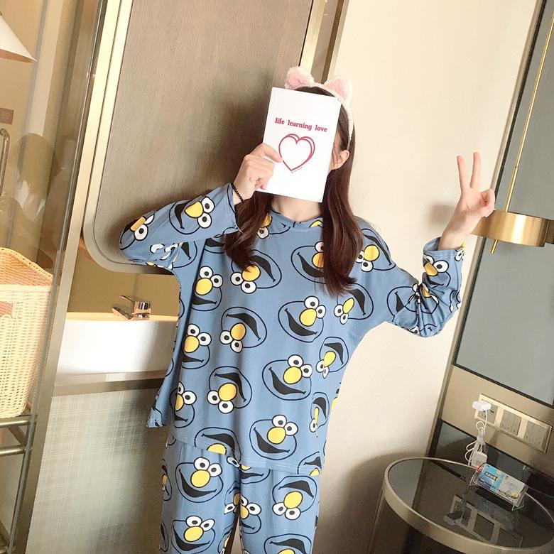 Spring & Autumn Women's Long-Sleeve Pajama Set - Cute Cartoon Design, Plus Size, Cozy Winter Loungewear