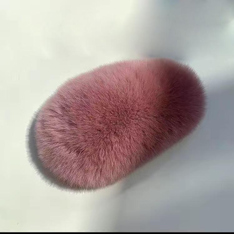 Girls Plush Hairpin Natural Rabbit Fur Women Bangs Hairpin