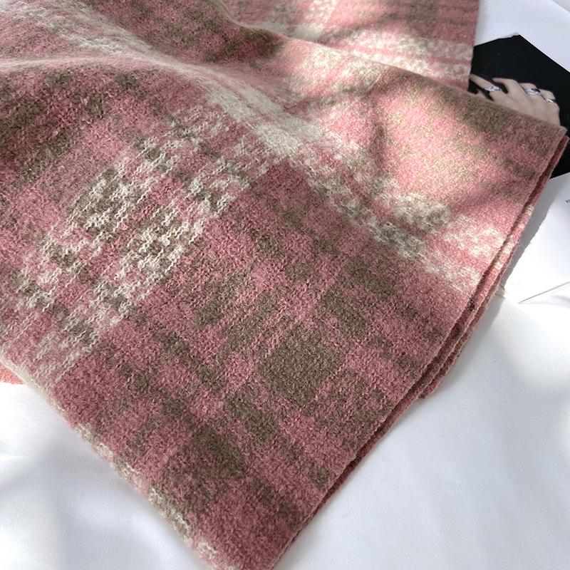 Striped Plaid Scarf Women's New Winter Scarf Thickened Warm Shawl  Warm Neck Scarf Autumn Winter Thickened Coldproof Wrap Scarf