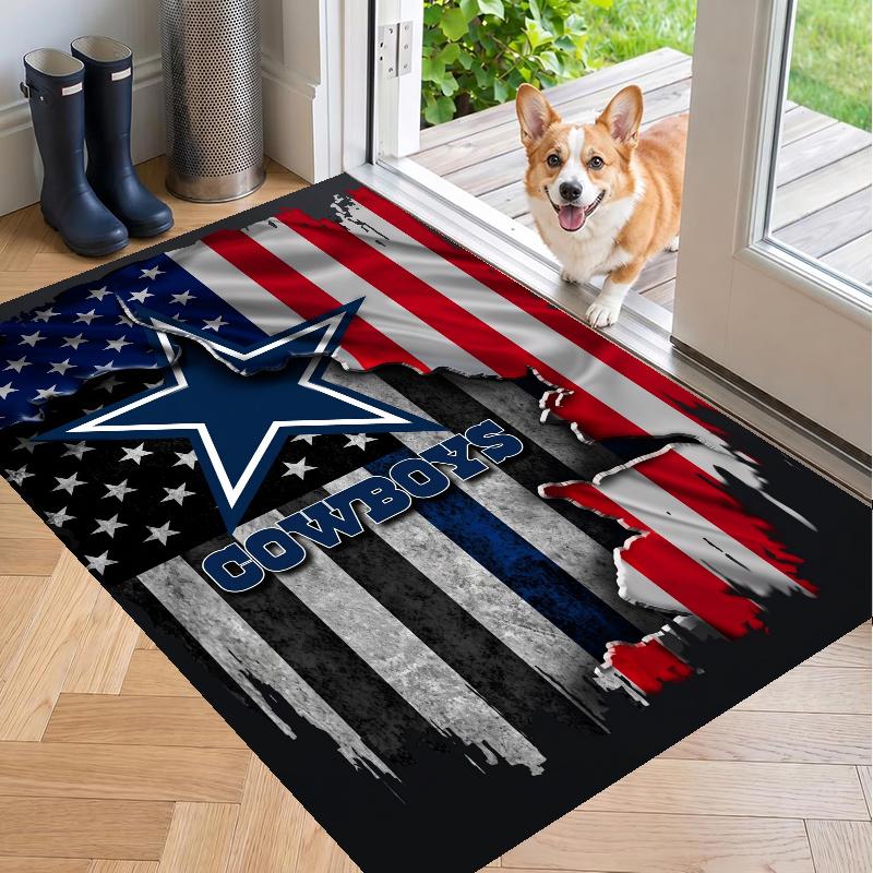 Kristall-Samt-Teppich mit Dallas Cowboys Design, Weiche rutschfeste Bodenmatte für Wohnzimmer Schlafzimmer Dekoration