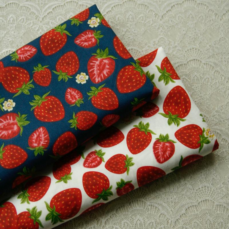 160X100Cm Summer Fruit Twill Cotton Sewing Fabric Strawberry Cherry Flowers Dress Children's Clothing Bag Handmade Diy Cloth