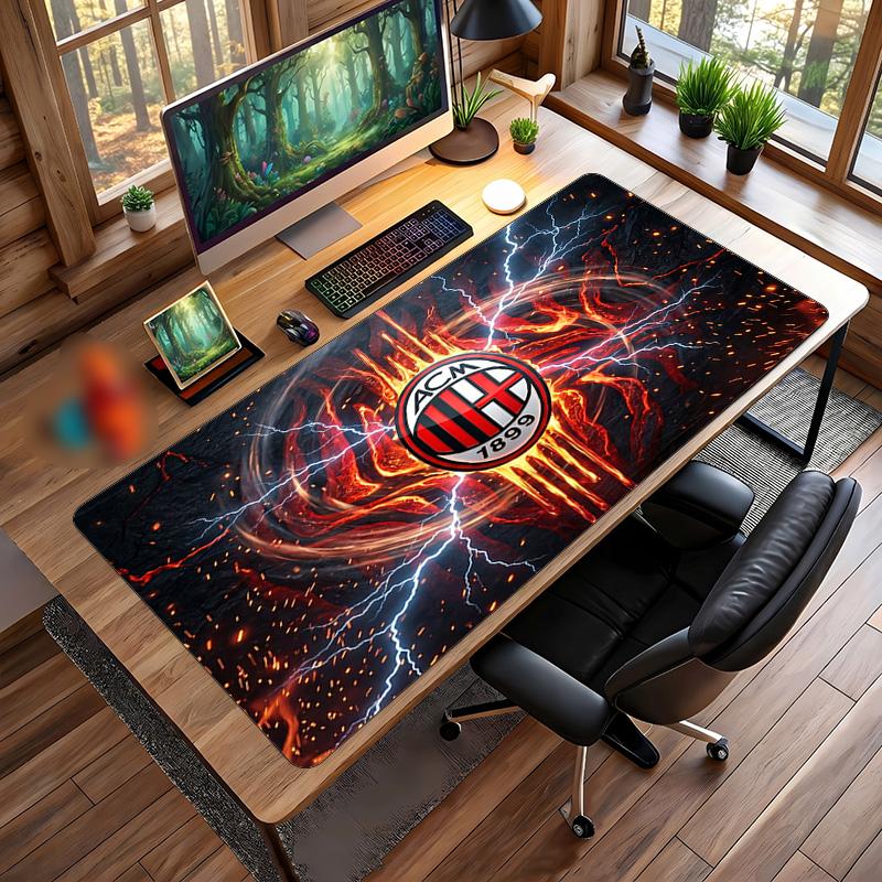 Tappetino per Mouse Grande Stampato AC Milan, Tappetino Morbido in Gomma Antiscivolo per Scrivania da Gioco per Ufficio Laptop Computer Decorazione