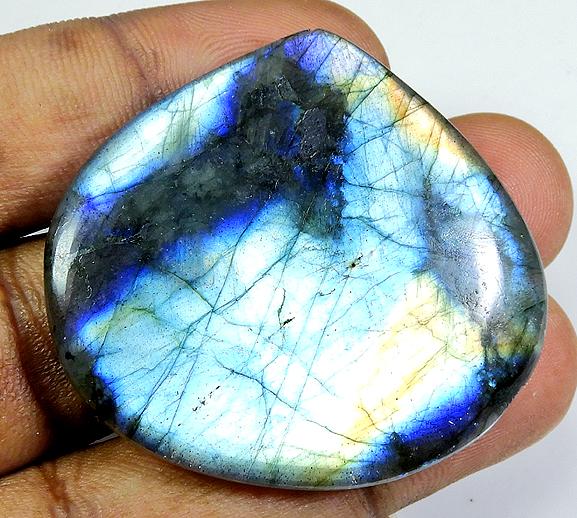 Natural Labradorite Multi Blue Flash Pear Cabochon Loose Gemstone 41X45X06MM SK-03