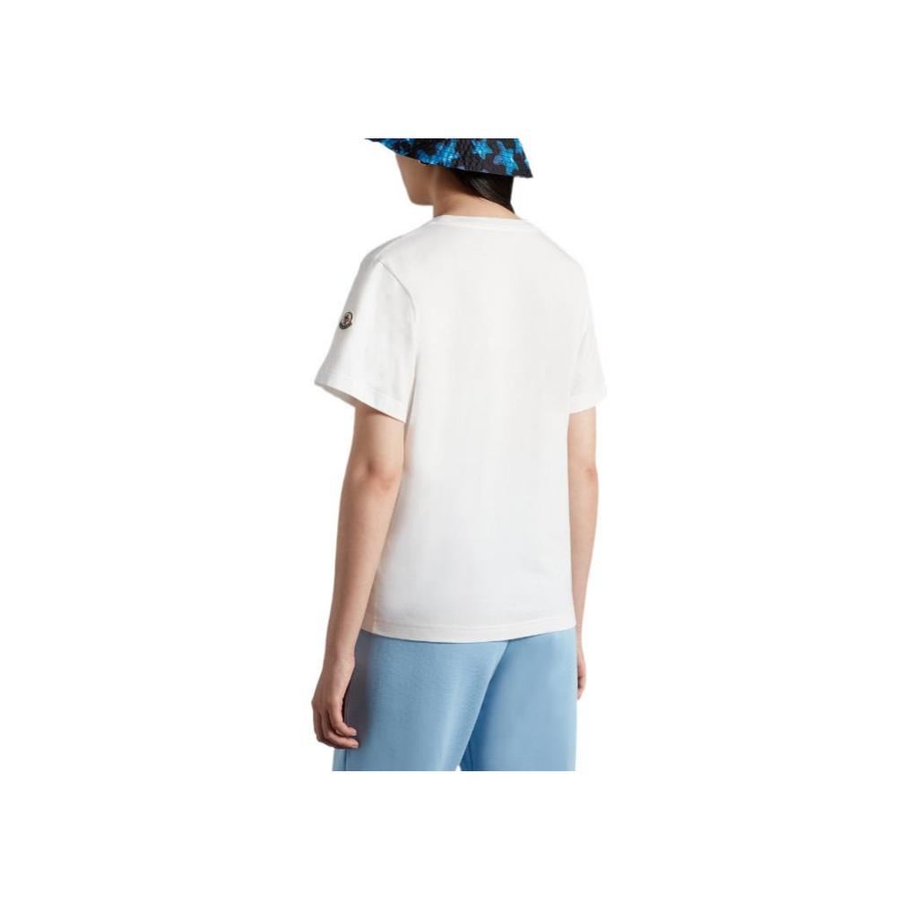 Moncler SS22 Star Geometric Pattern Printed Round Neck Short Sleeve T-Shirt Women T-Shirt Optical-White H20938C00019M2050001