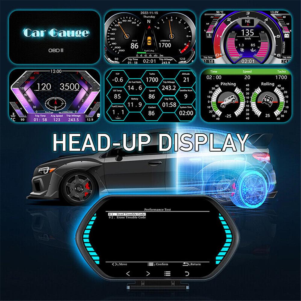 Multi-function HD Instrument F12 HUD OBD2 GPS Car Head Up Display Windshield Car Speedometer Security Alarm