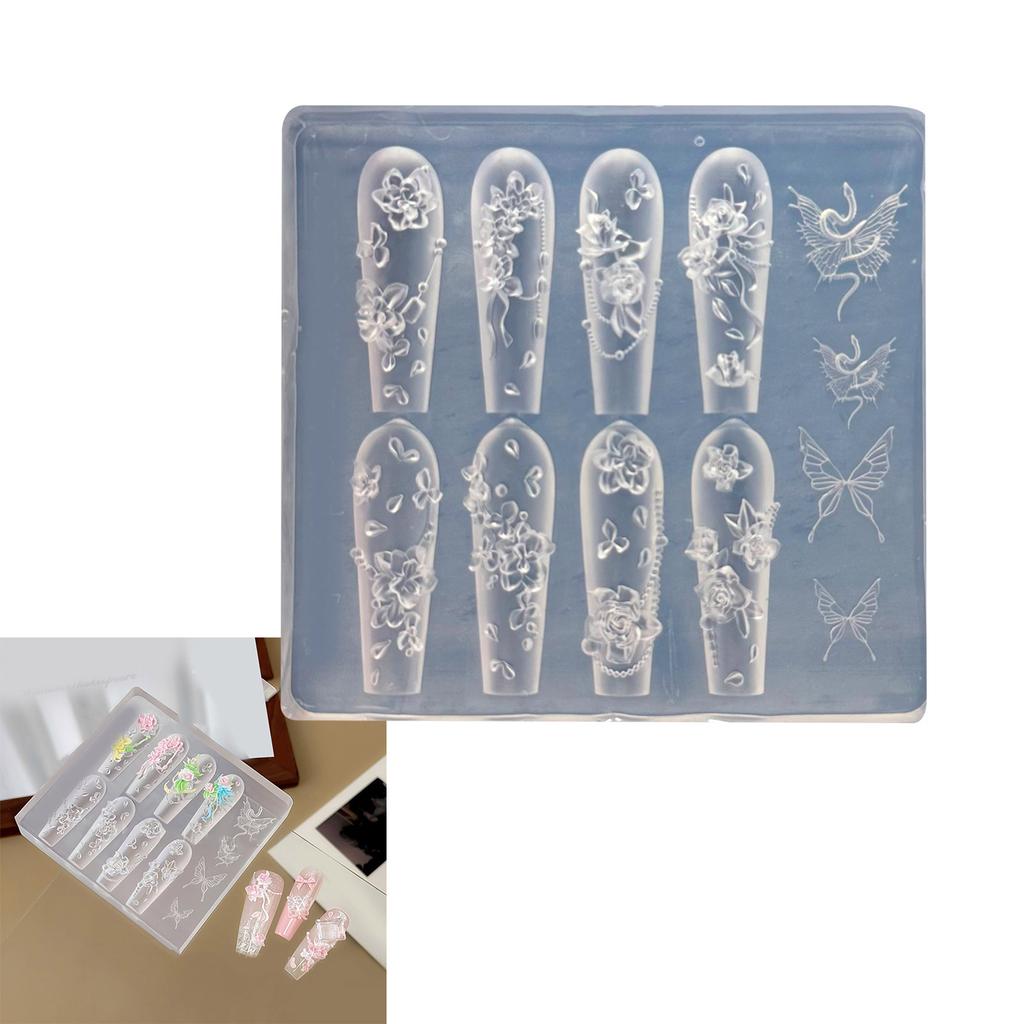 Silicone 3D Nail Embellishment Molds Rose Shape Small Accessories Crafting Molds Present for Beauty Enthusiasts