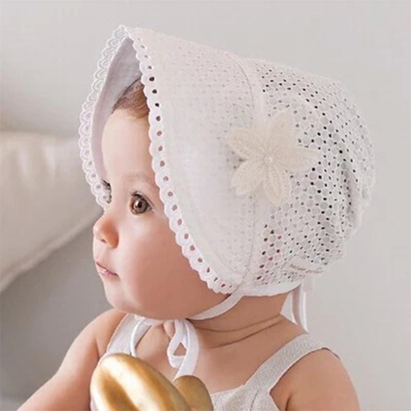 Spring Cap Summer Sweet Princess Hollo Cotton Bonnet Enfant Kids Flower Beanie Lace Floral Cap