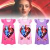 Charming New Kids Flying Sleeve Dress Descendants 4 Halloween Girl's Nightgown With Milk Silk Fabric Ideal For Summer Wear