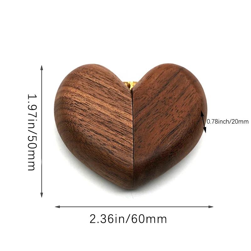 Heart Flip Ring Box, Wedding Engagement Ring Box Walnut Wood Engagement Ring Holder Personalized Gift Anniversary Gifts Couples