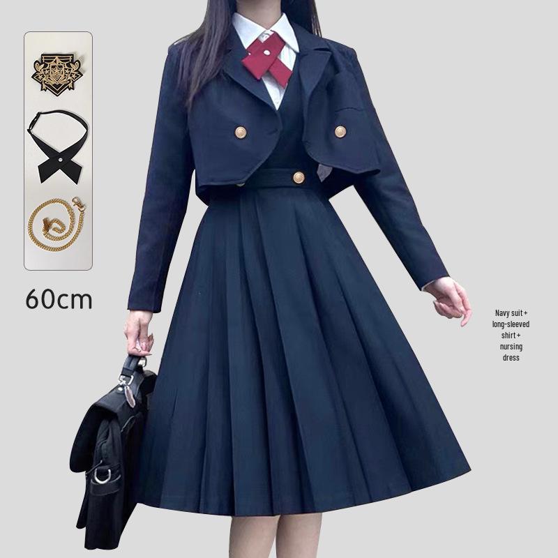 Japonská JK uniforma šaty set: Autentická dlouhá sukně chránící prsa pro mladé dámy od Hu Mu Tao