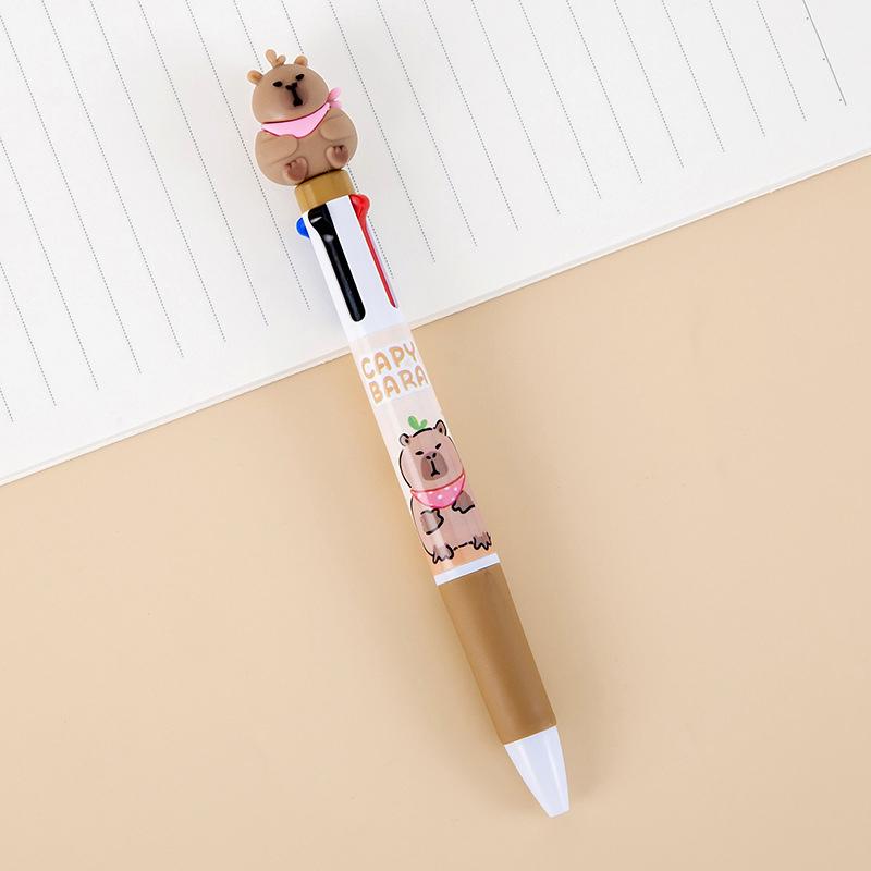 Cartoon Capybara 6-Color Ballpoint Pen Cute Multicolored Gel Pen Durable Pressing Pens School Office Supplies Student Stationery