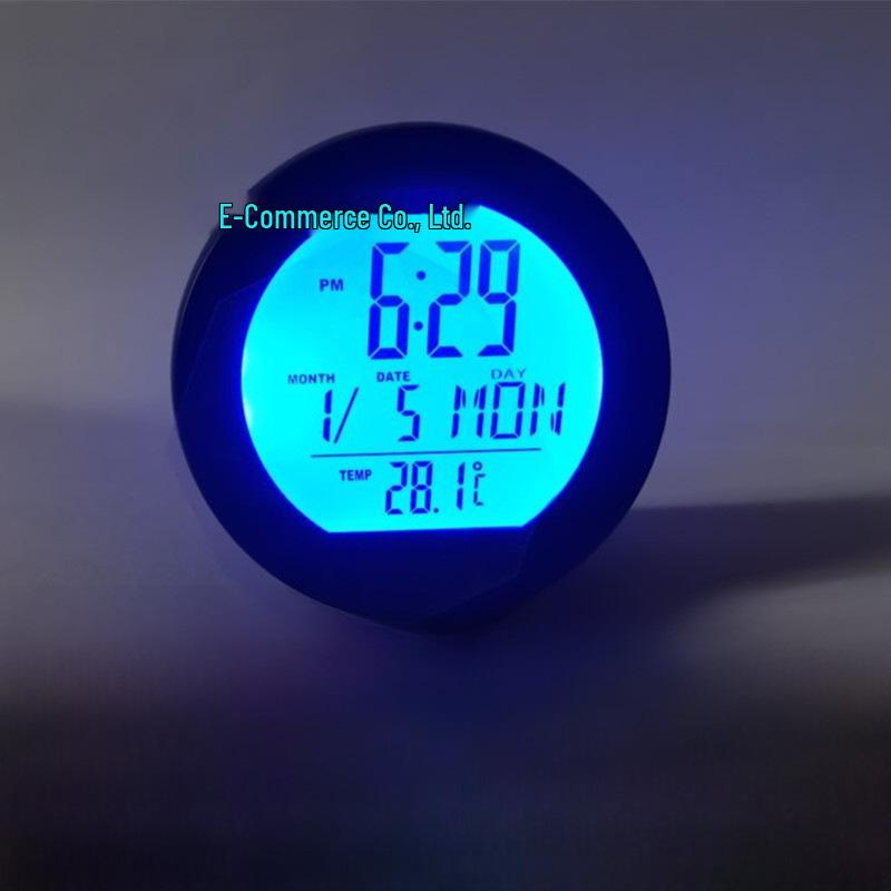 Vysoce přesné LED svítící solární hodiny a teploměr do auta