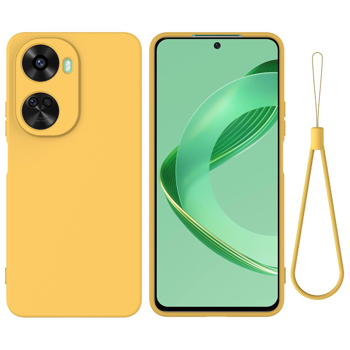 

Для Huawei Nova 12 SE 4G/nova 11 SE Ударостійкий чохол Рідкий силіконовий захисний чохол з ремінцем для руки Yellow