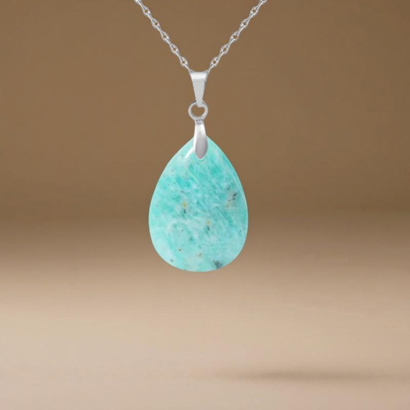 High quality hot selling natural crystal stone water drop pendant necklace jewelry simple fashion necklace merchandise jewelry