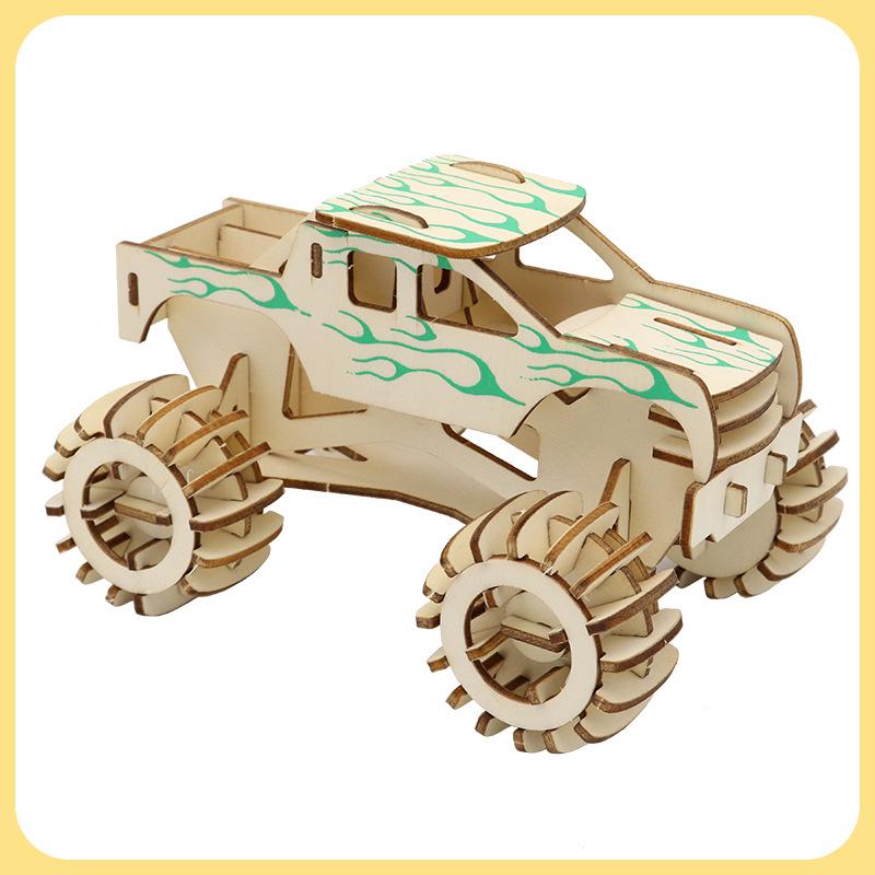 Bigfoot Wooden 3D Car Puzzle - Handmade Assembly Model for Kids