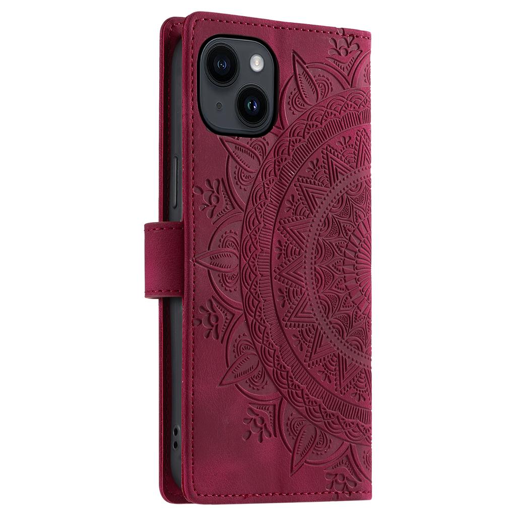 Style 018 For iPhone 13 Case Imprinted Totem Skin Feel Wallet Leather Phone Cover