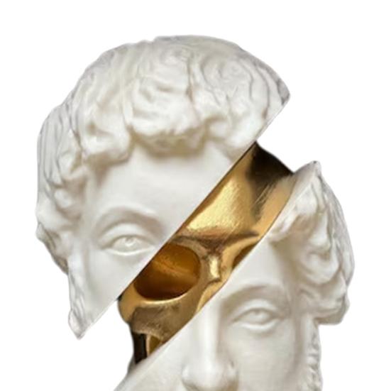 Sliced Philosopher Sculpture Golden Skull Greek Philosopher Statue Resin Figurine Home Office Desktop Decoration Ornament