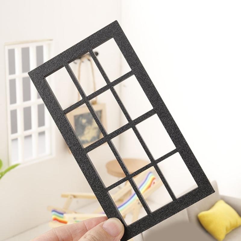 Lightweight Plastic Dollhouses Window 1/12 Scale Miniature Frames For Customizable Home Decors Projects
