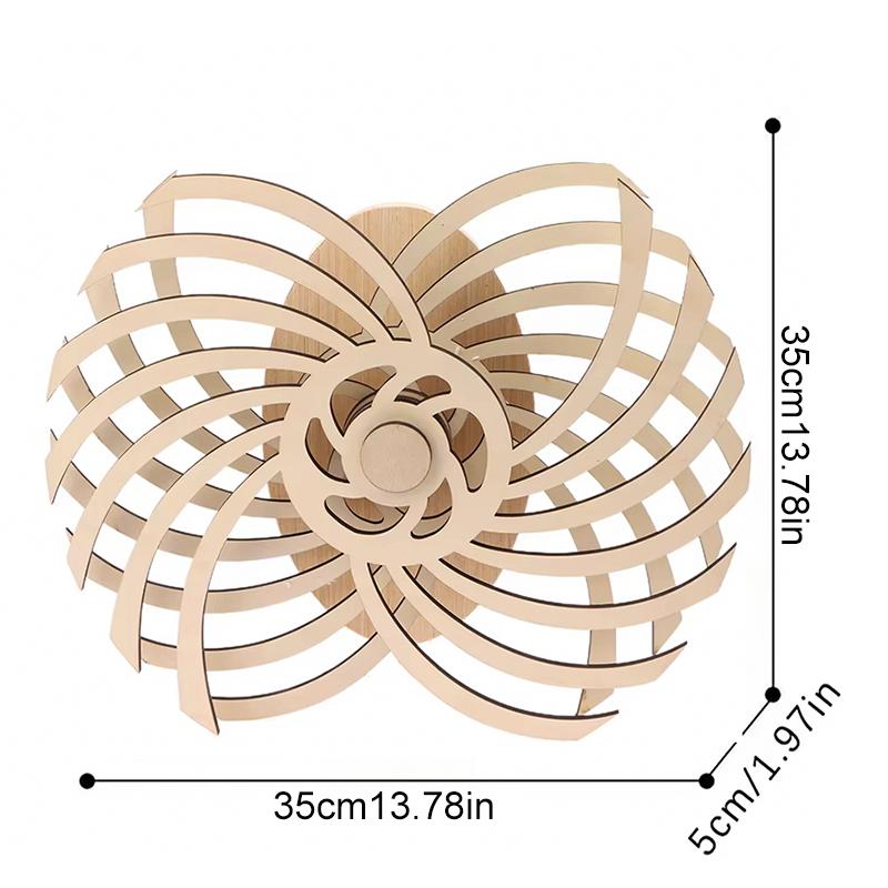 1PC Sculptures Artistic Ornaments Handmade Wooden Windmill Shape Moving Gifts Rotating Elegant Wall Hangings Gifts 35cm