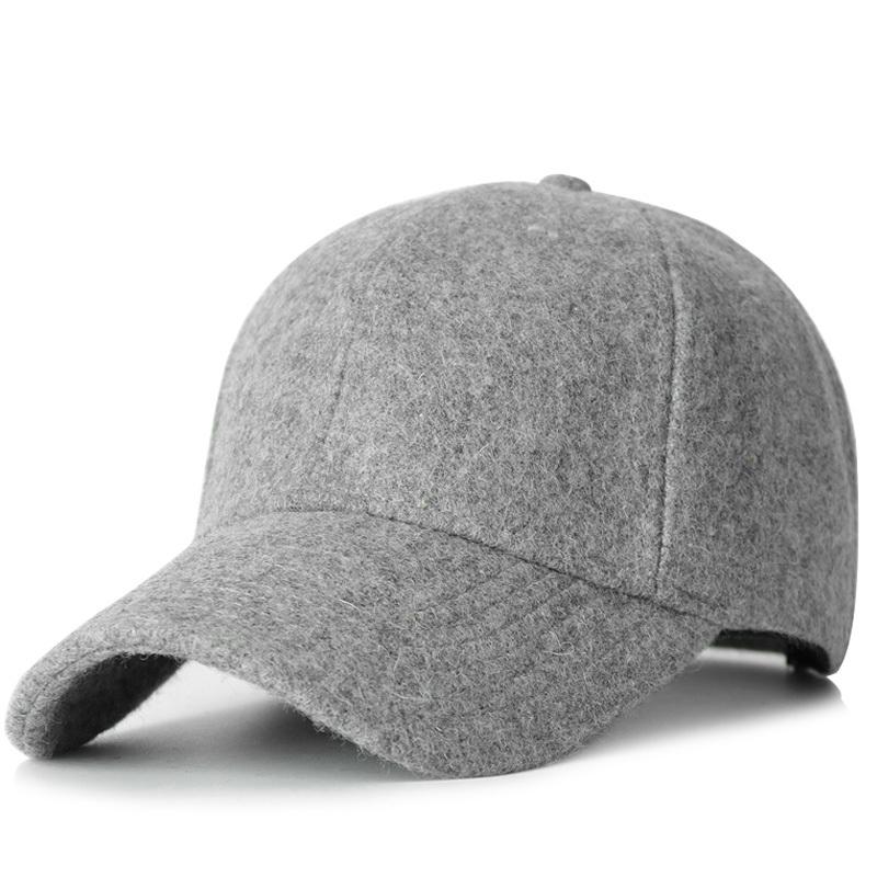55-60 cm 60-65 cm Große Größe Baseballkappe Mittleren Alters und Ältere Menschen Winter Warm Anliegend Filz Sportmütze Papa Verstellbare Kappe 56-59cm gray