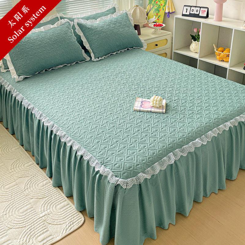 Bedclothes Four Season Universal Cotton Material Bubble Cotton Lace Bed Skirt Concealing Ugliness Hem Color Bed Sheet 150x200cm
