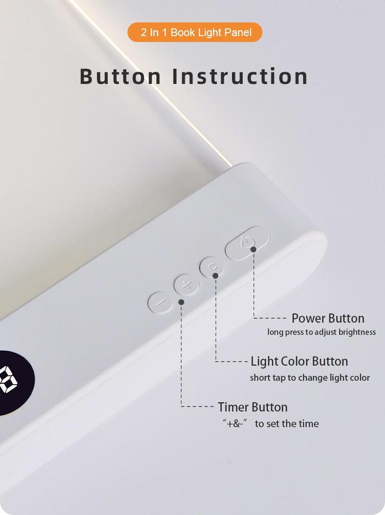 Rechargeable LED Flat Reading Lamp F17 - Portable Dormitory Bedroom Night Light