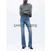Women's Spring Clothing Leisure Washed-out Effect A- Line Trousers High Waist Temperament Horn Denim 1416222