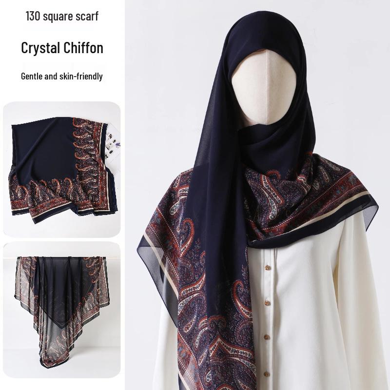 Damenmode 130x130 Seidenähnlicher Gaze Quadratischer Schal Stola - High-End, Leichtgewicht, Langer Schal