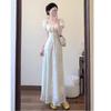French first love pure square neck dress children's summer 2026 new waist temperament bubble sleeves fairy long dress