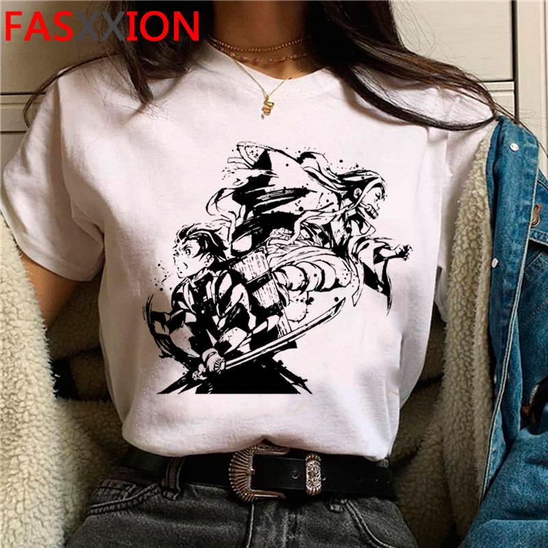 Casual Anime Demon Slayer Graphics Women Tee 90S Summer Short Sleeve O-Neck Female Tops Unisex Streetwear Y2K Clothing